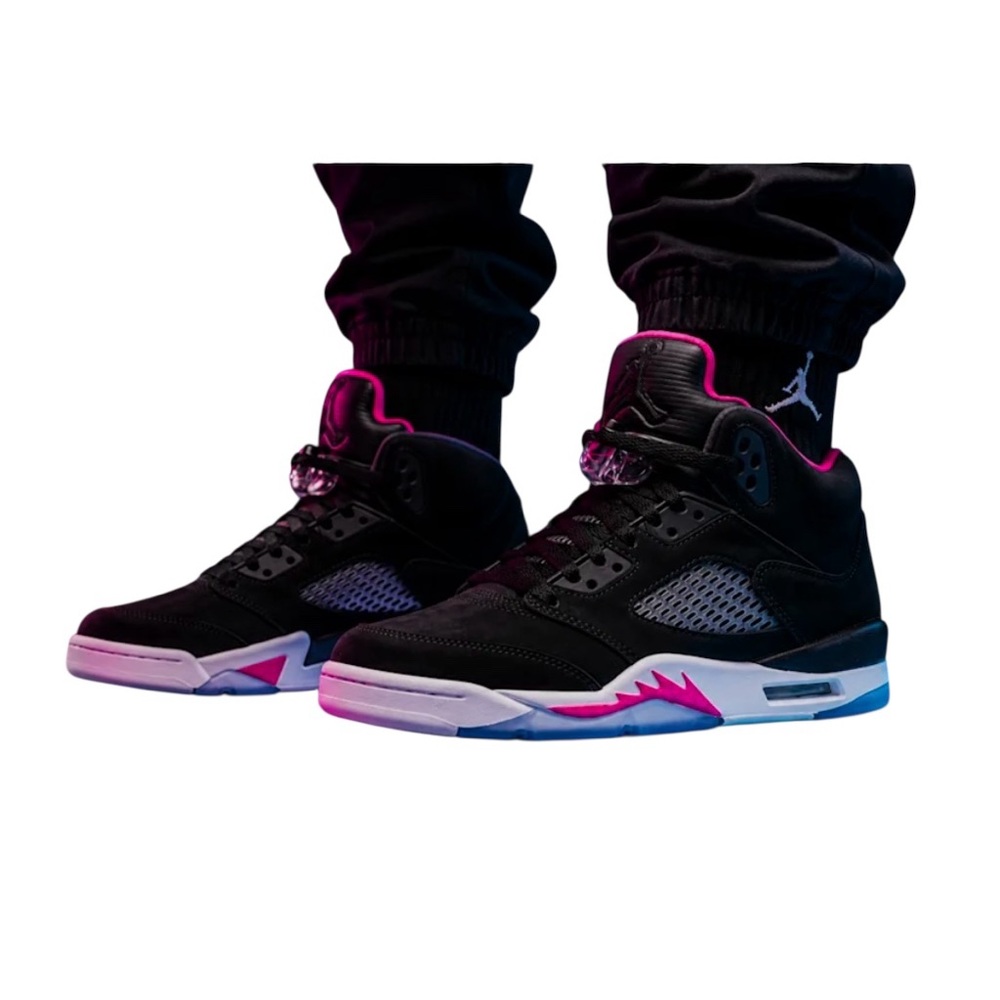 Air Jordan 5 Retro GG Deadly Pink Black White Grade School Boys Size 7(Wmn 8.5)